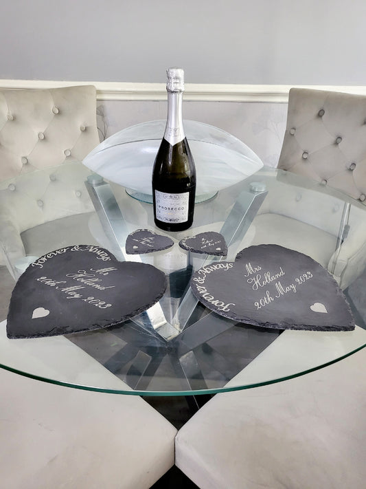 Personalised Mr and Mrs Slate Placemat and Coaster Set