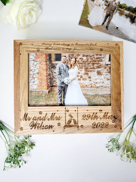 Personalised Solid Oak Wedding Photo/Trinket Box