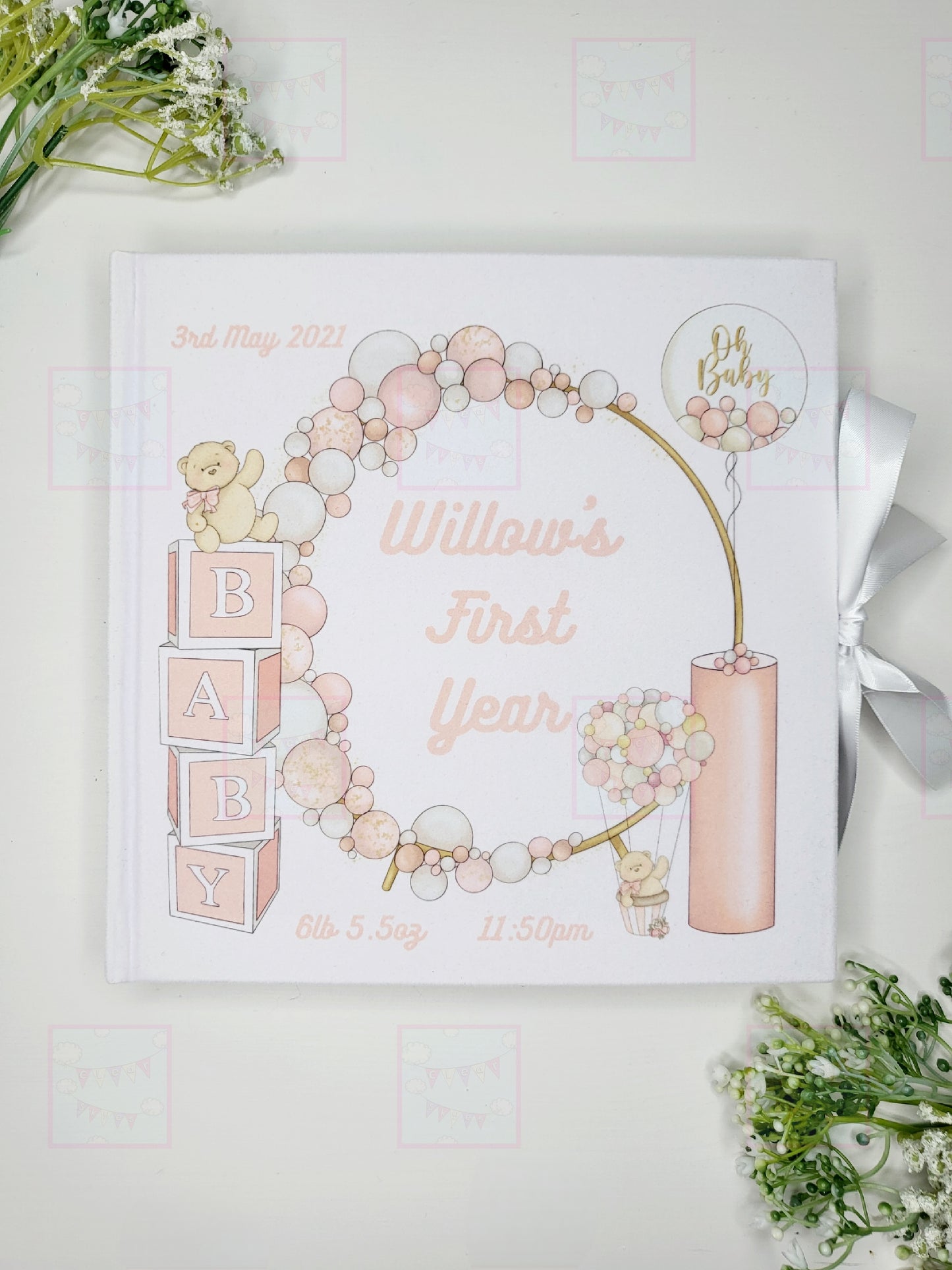 Personalised Baby's First Year Scrapbook, Pink, Yellow Blue
