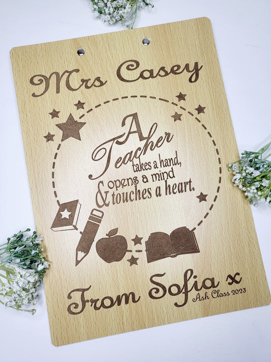 Personalised Teacher's A4 Wooden Clipboard