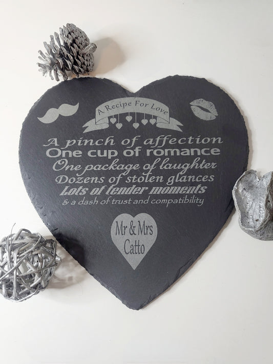 Personalised Lovers Heart Slate Cheese Board