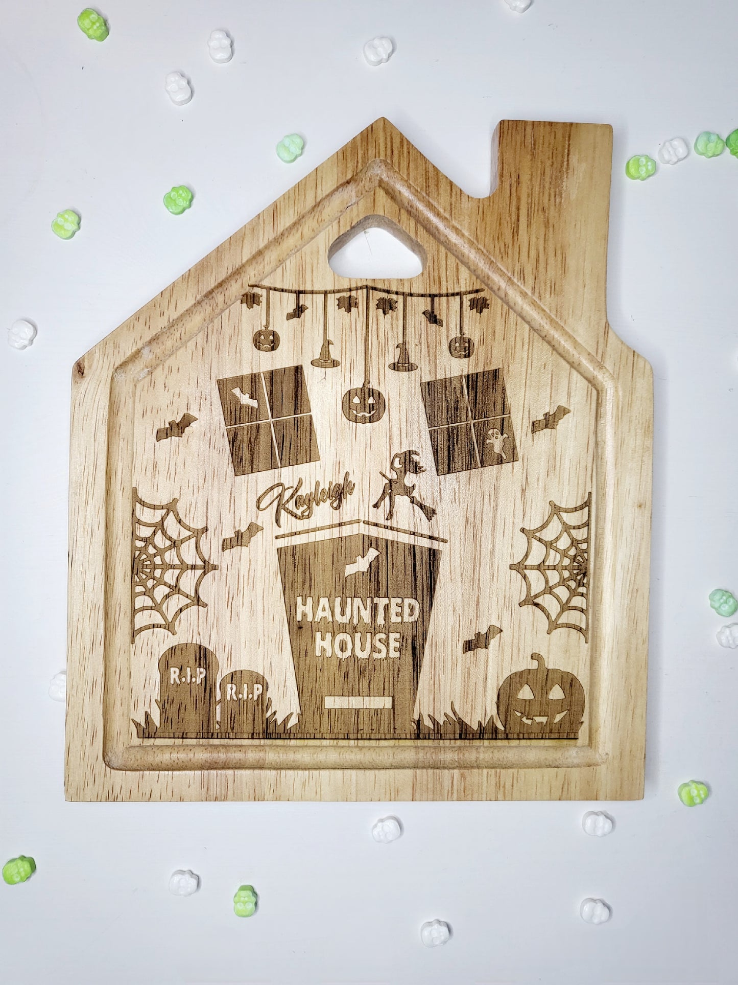 Personalised Haunted House Chopping Board