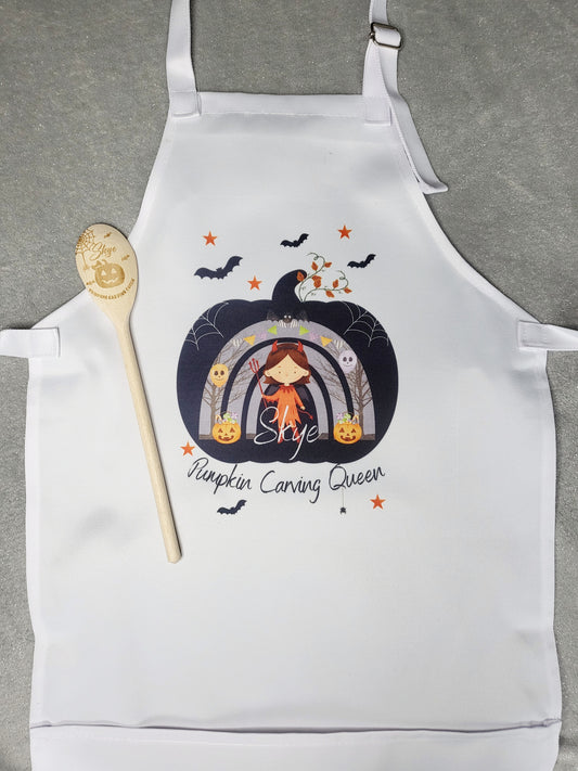 Personalised Pumpkin Carving Apron & Spoon Set - Kids & Adults