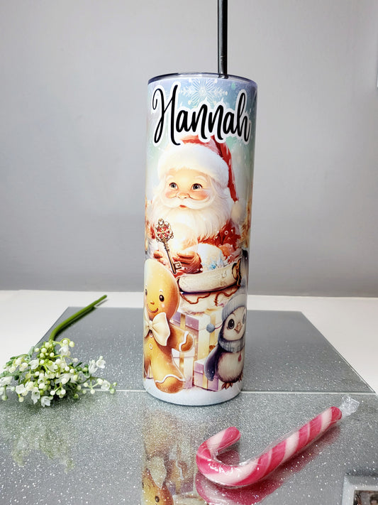 Personalised Christmas Skinny Tumbler with Straw