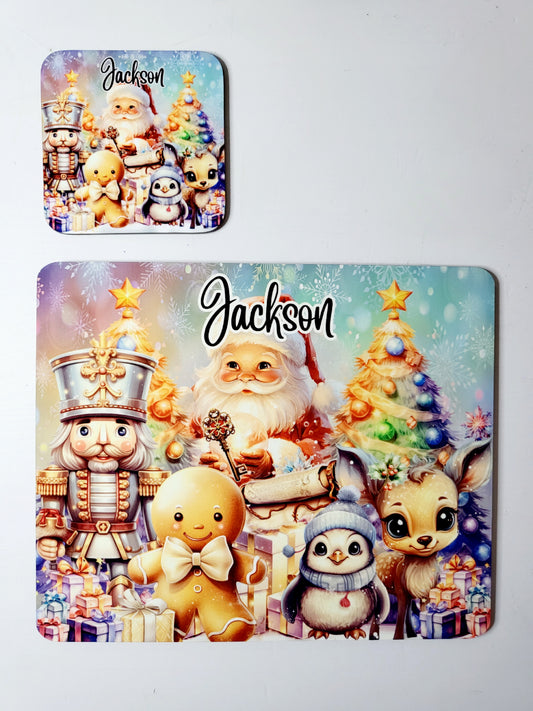Personalised Christmas Placemat & Coaster Set