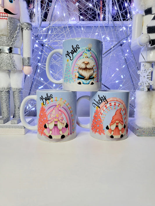 Personalised Christmas Gonk Mug - Blue, Pink or Purple