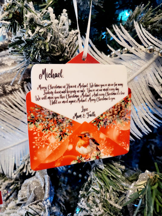 Personalised Memorial Letter to Heaven Bauble