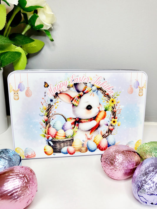 Personalised Easter Tin - Boy or Girl Bunny