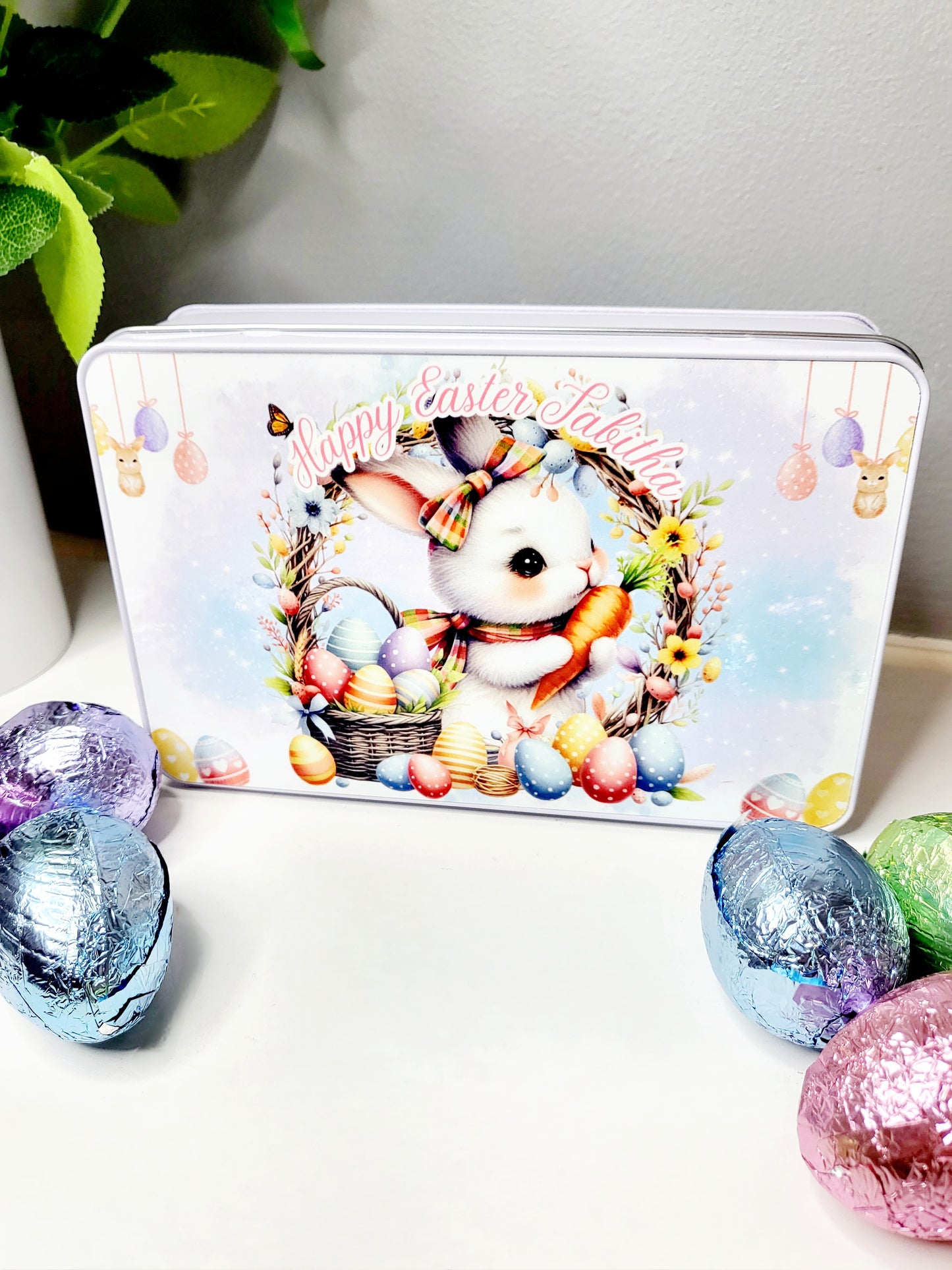 Personalised Easter Tin - Boy or Girl Bunny