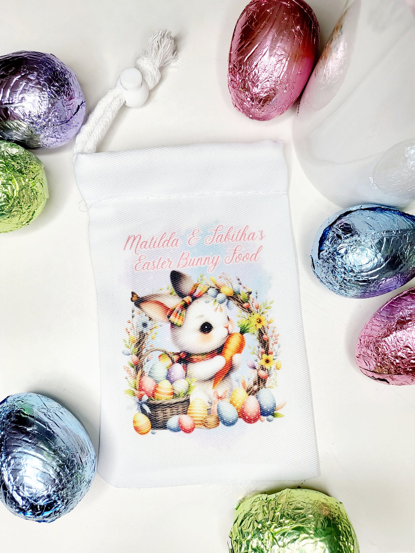 Personalised Easter Bunny Food Bag - Boy or Girl Bunny