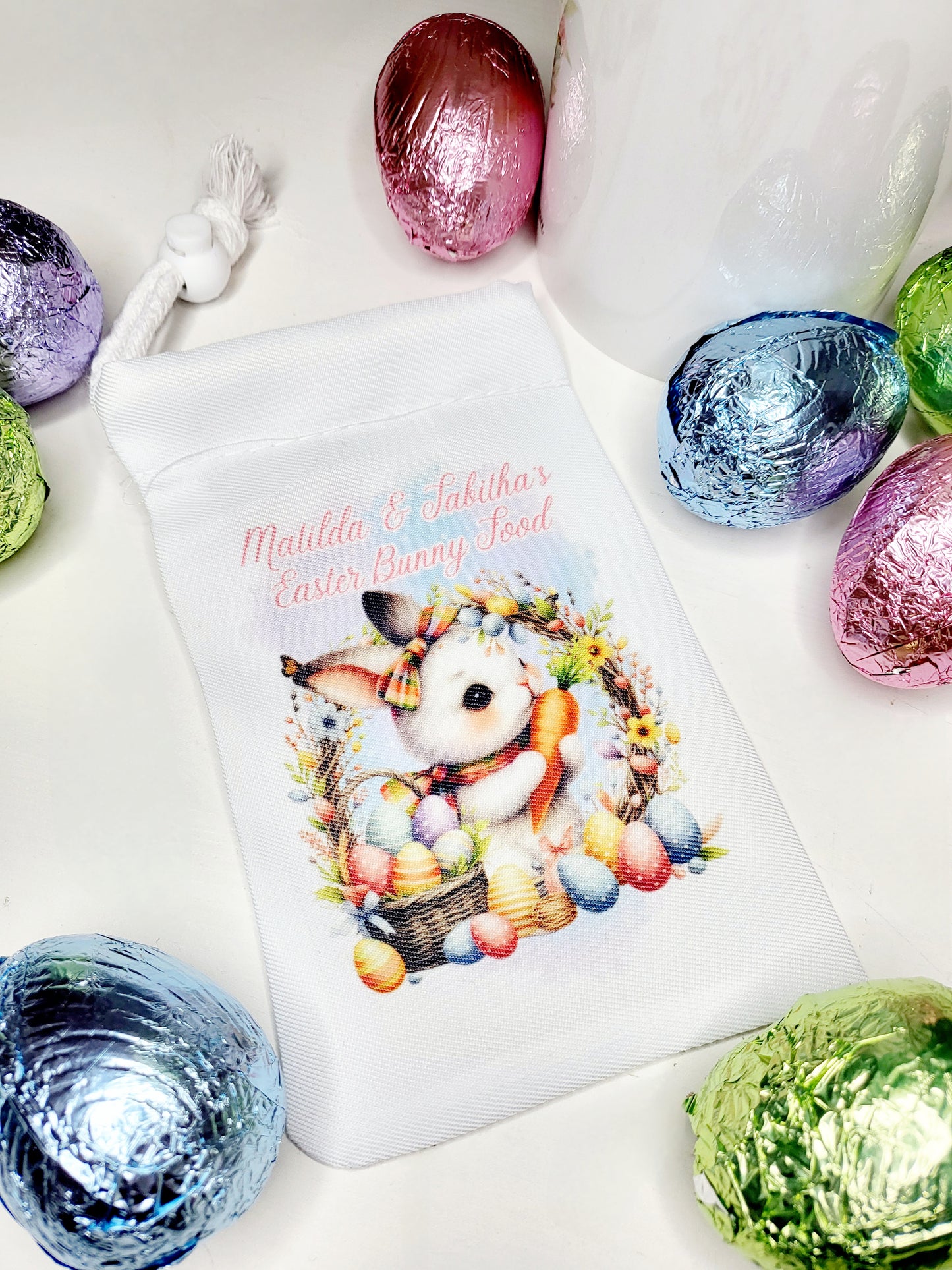 Personalised Easter Bunny Food Bag - Boy or Girl Bunny