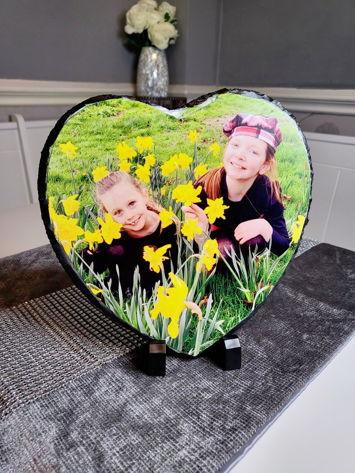 Personalised Heart Photo Slate - Any Photo & Text