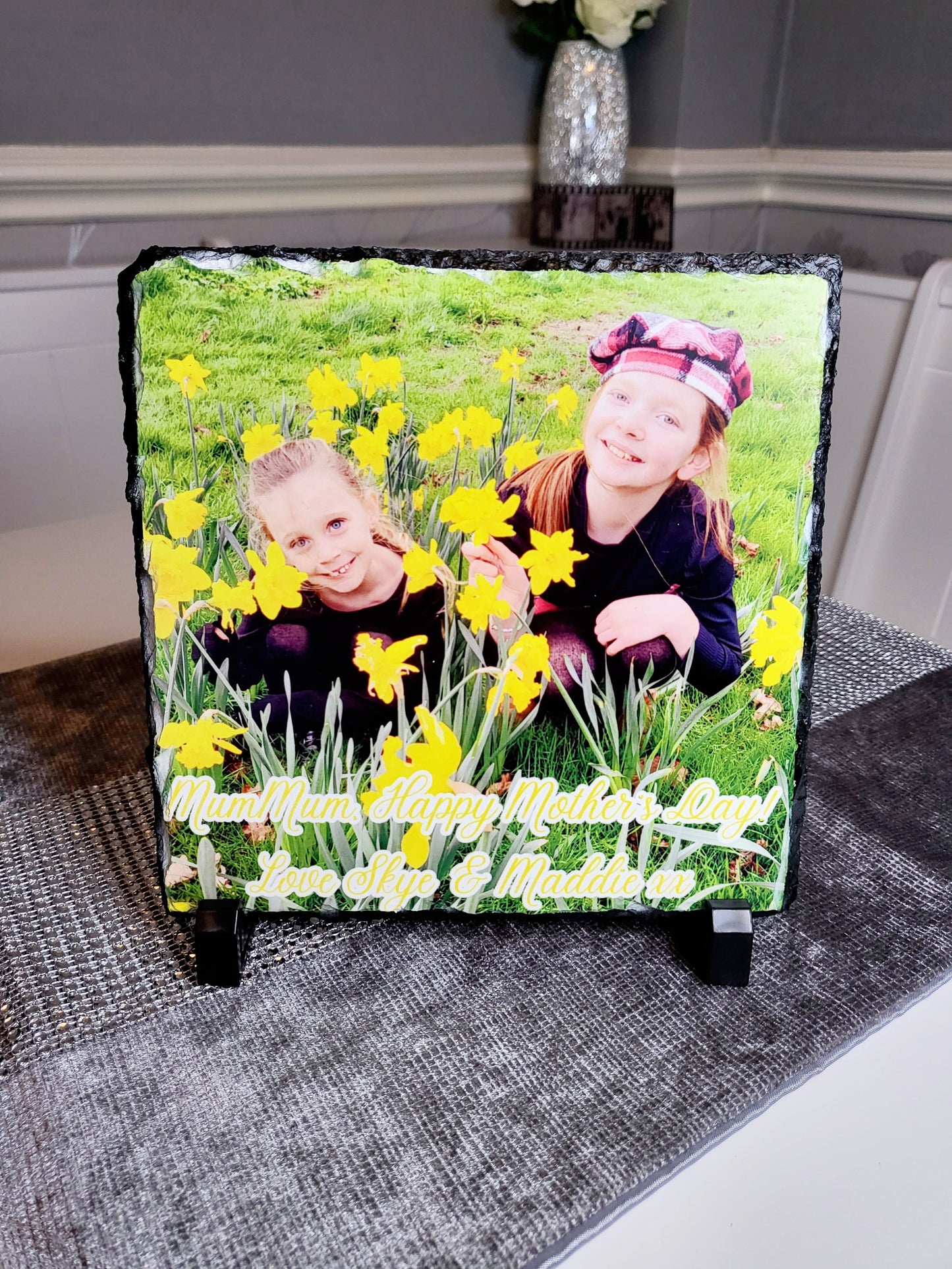 Personalised Square Photo Slate - Any Photo & Text