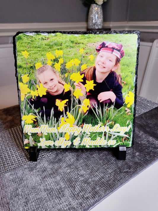Personalised Square Photo Slate - Any Photo & Text