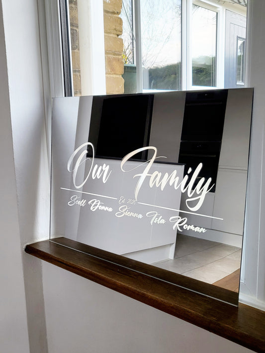 Personalised Simplistic Family Acrylic Wall Mirror - 4 Sizes