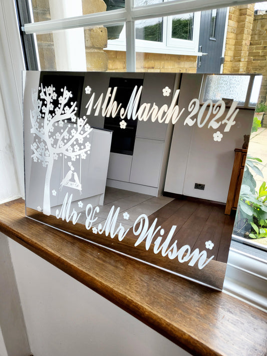 Personalised Wedding/Anniversary Acrylic Wall Mirror - 4 Sizes
