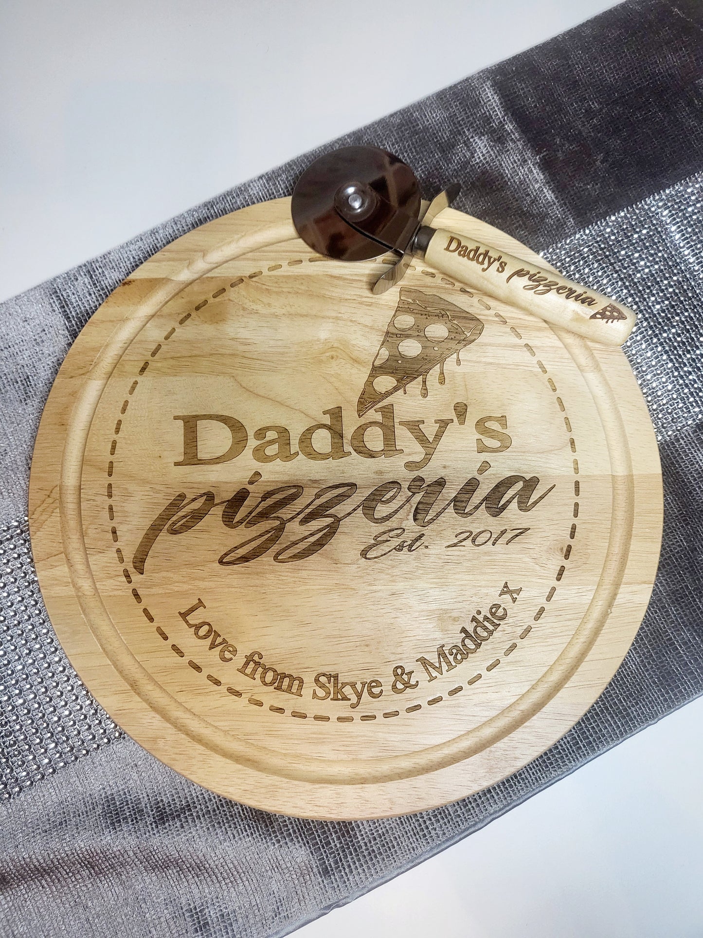 Personalised Pizza Board & Cutter Set