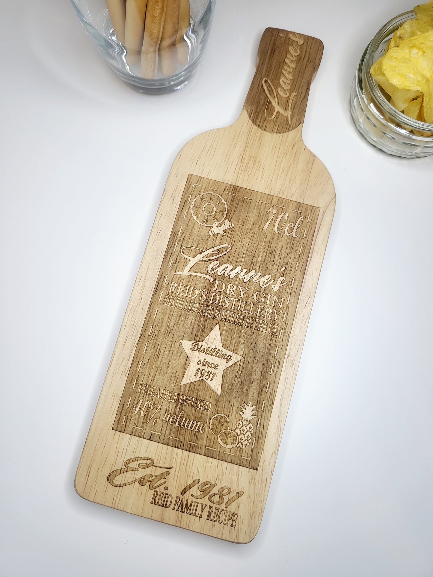 Personalised Gin Bottle Chopping Board
