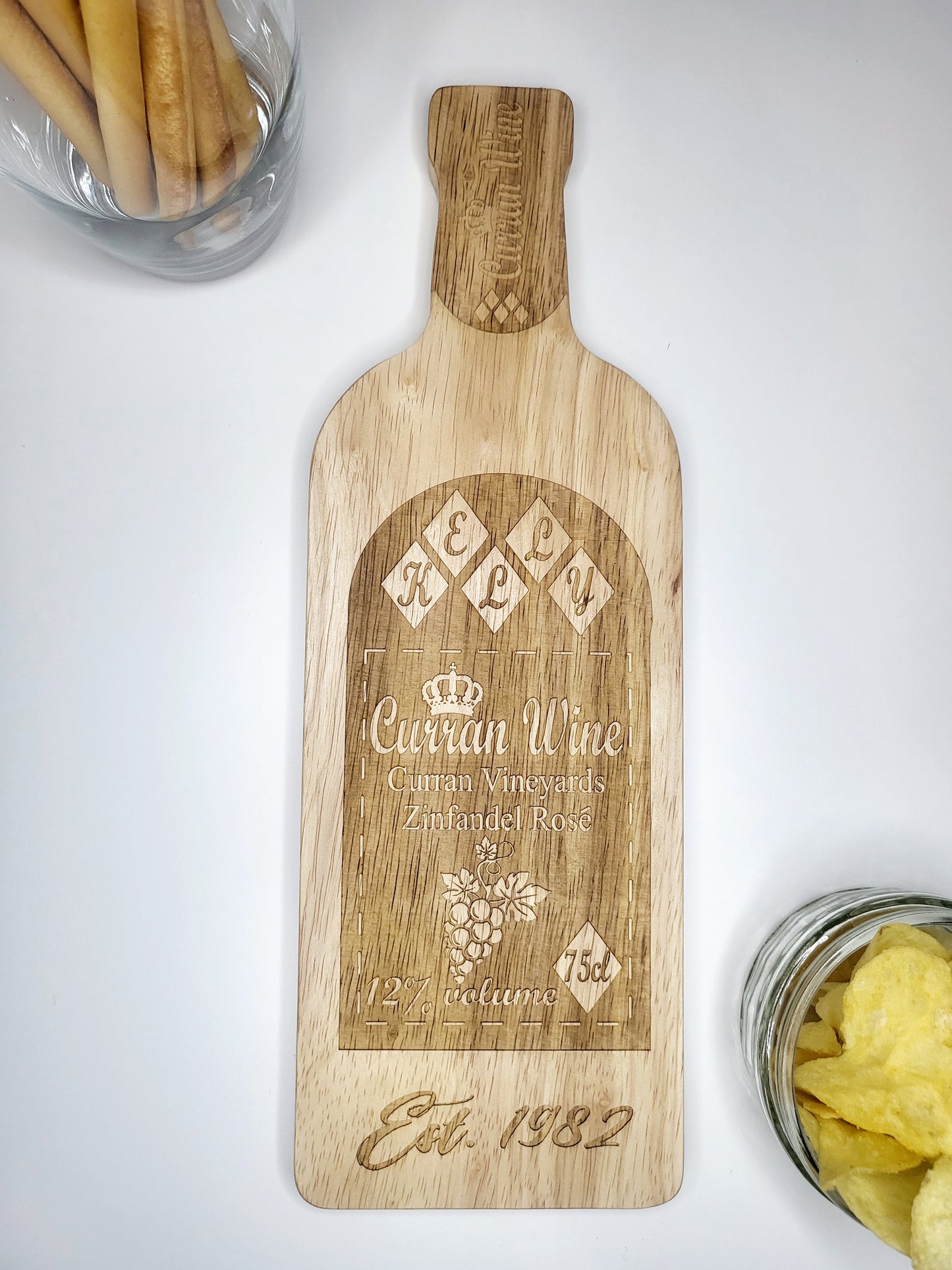 Personalised Wine Bottle Chopping Board
