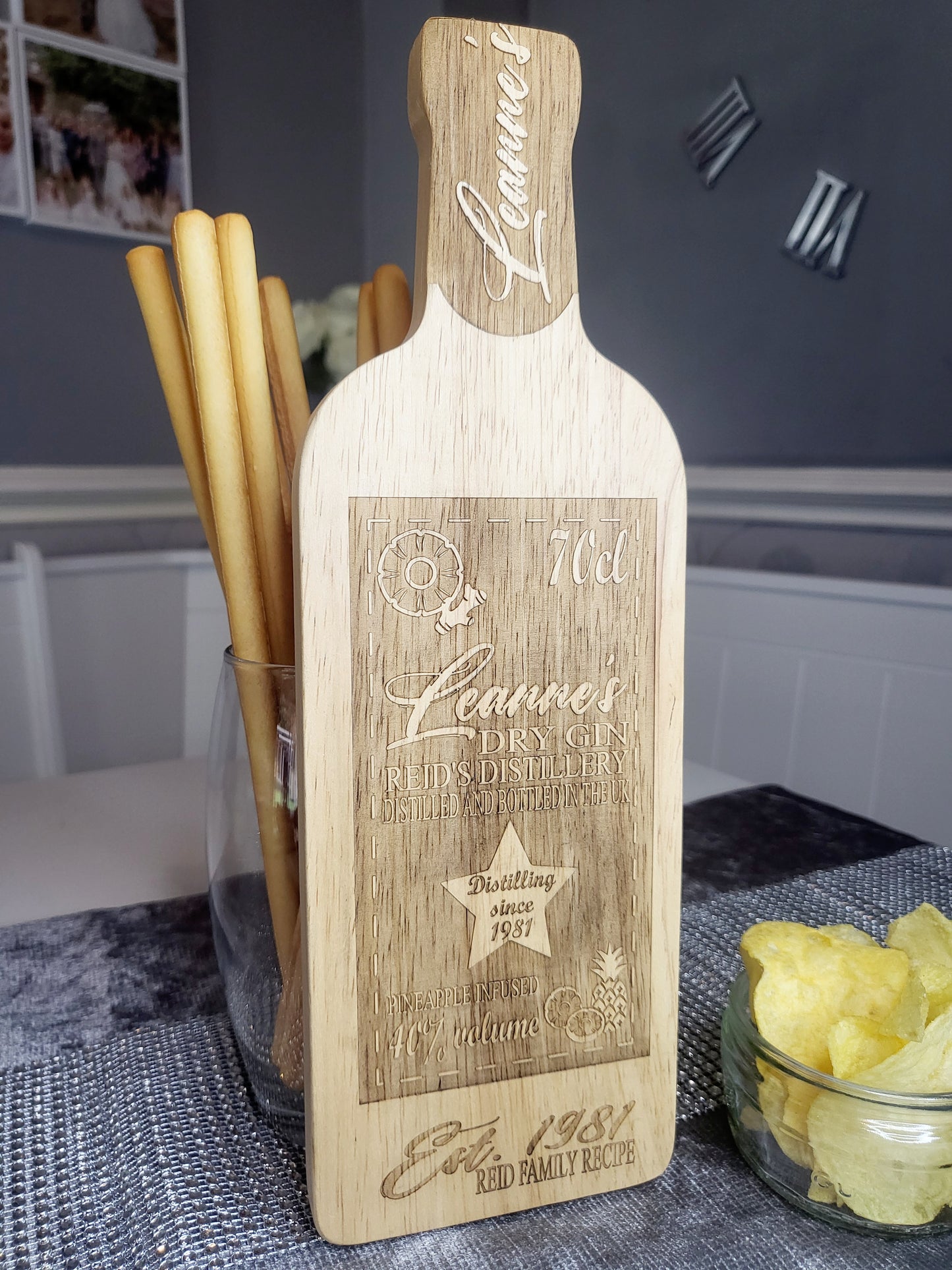 Personalised Gin Bottle Chopping Board
