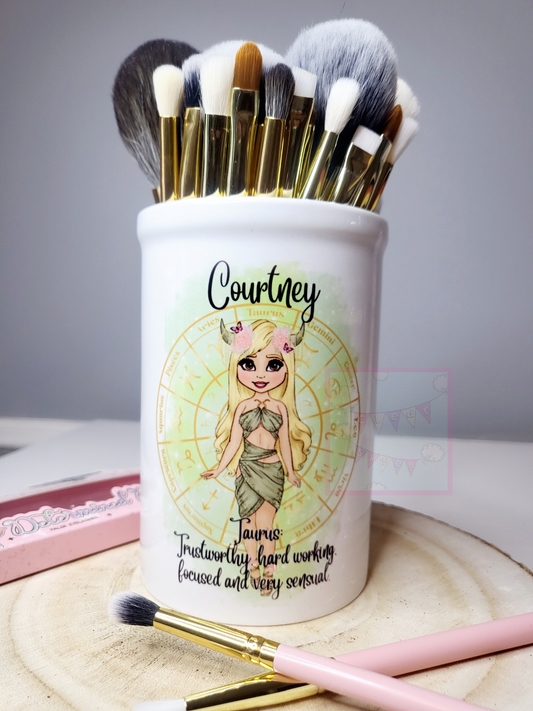 Personalised Zodiac Makeup Brush Pot