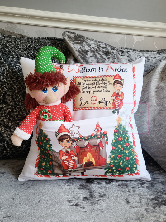 Personalised Elf Arrival Pocket Cushion