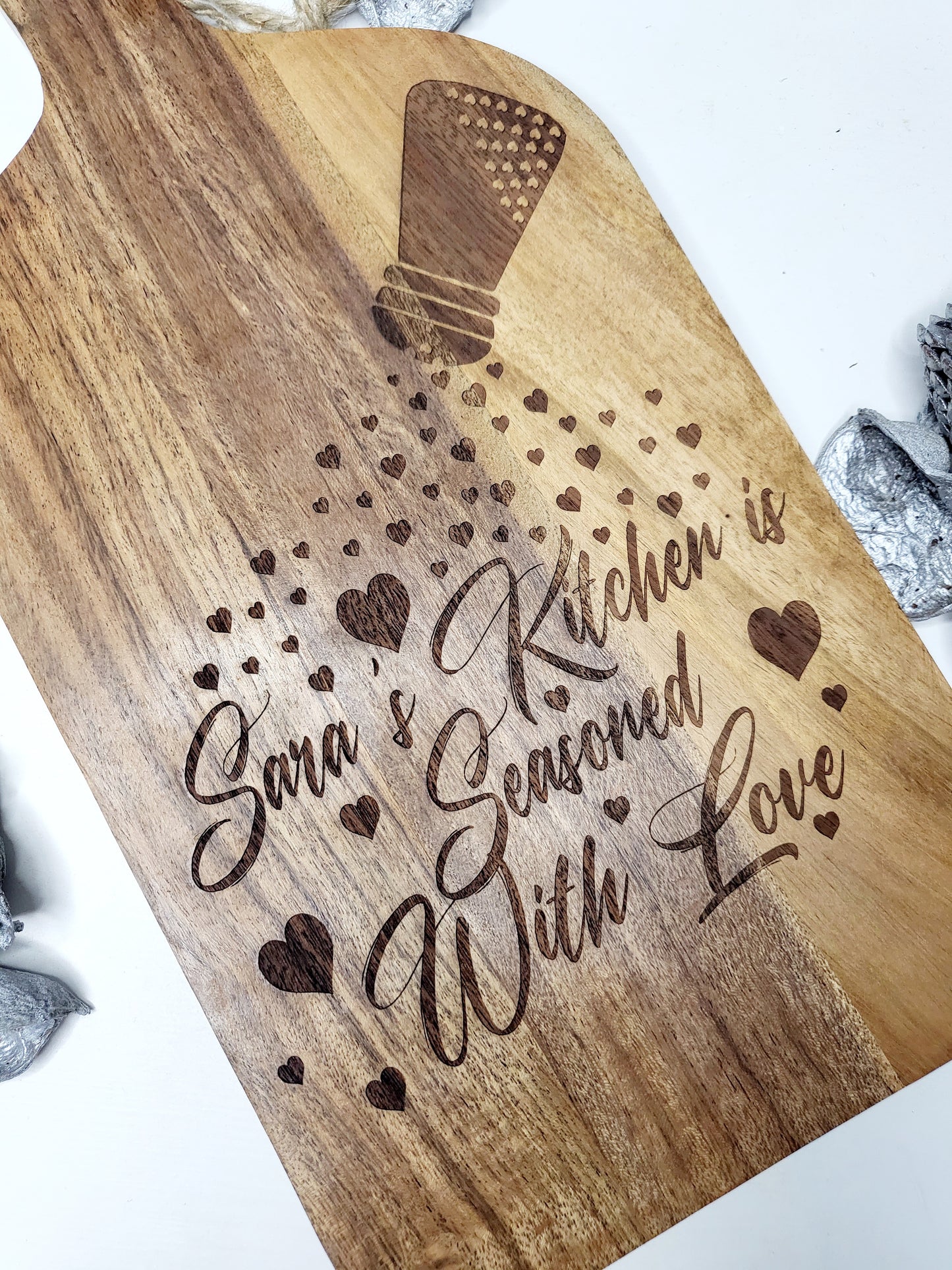 Personalised Paddle Chopping Board, Seasoned With Love