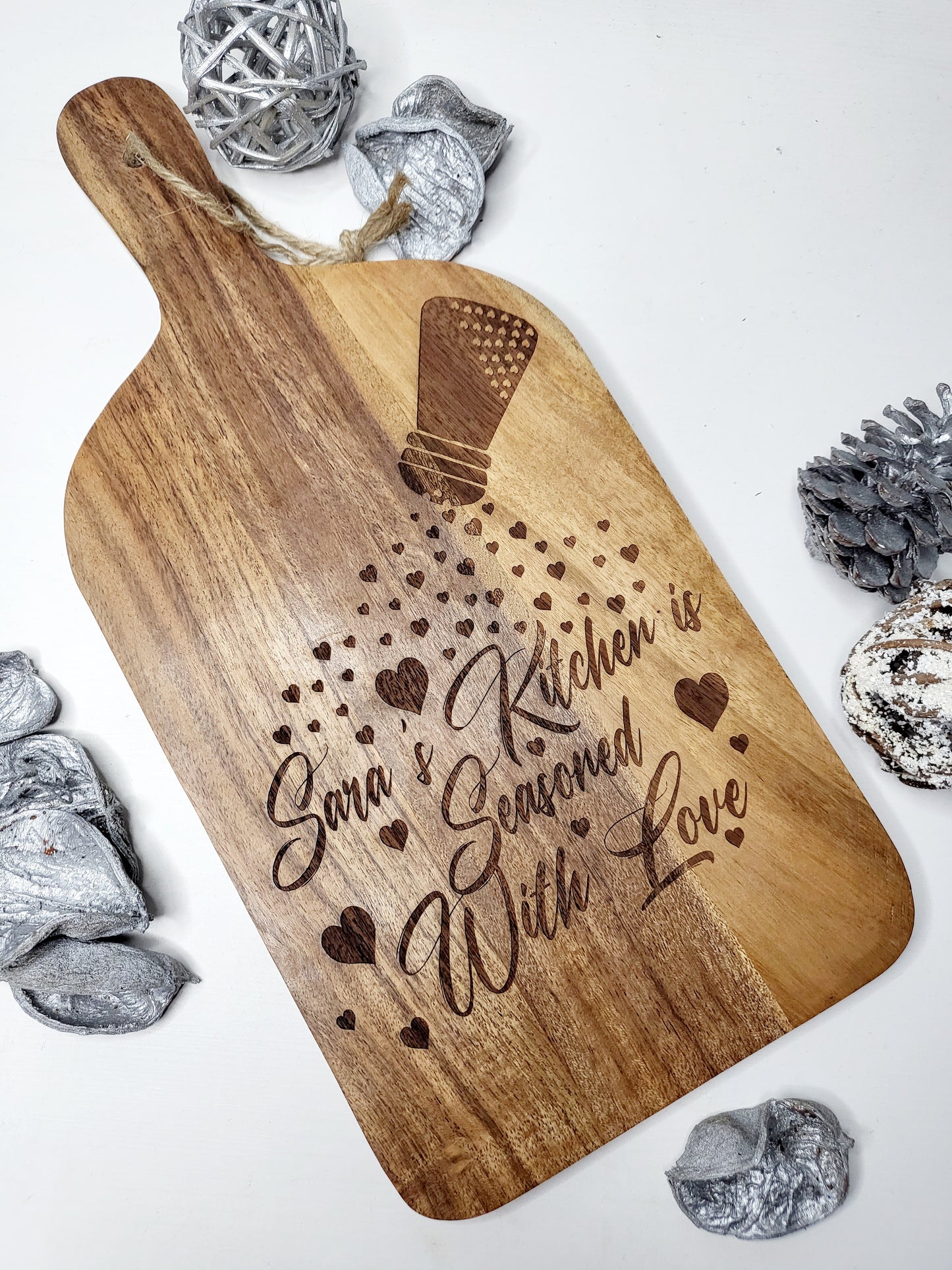 Personalised Paddle Chopping Board, Seasoned With Love