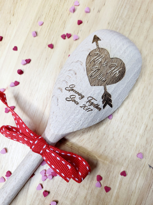 Personalised Mr and Mrs Wooden Spoon