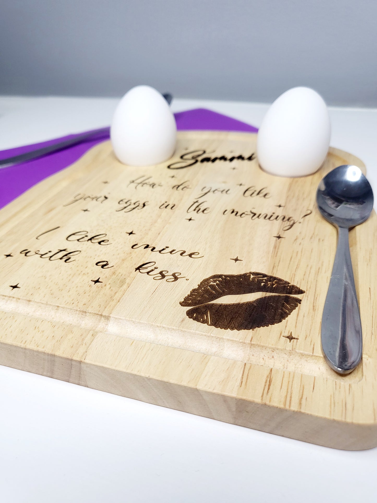 Personalised Egg Board, I Like Mine With A Kiss
