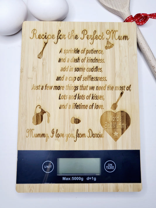 Personalised Bamboo Kitchen Scales
