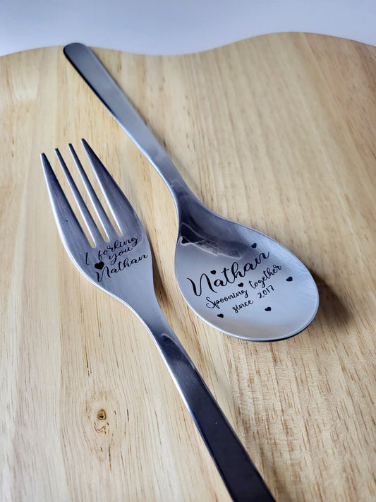 Personalised Valentine Spoon & Fork Set