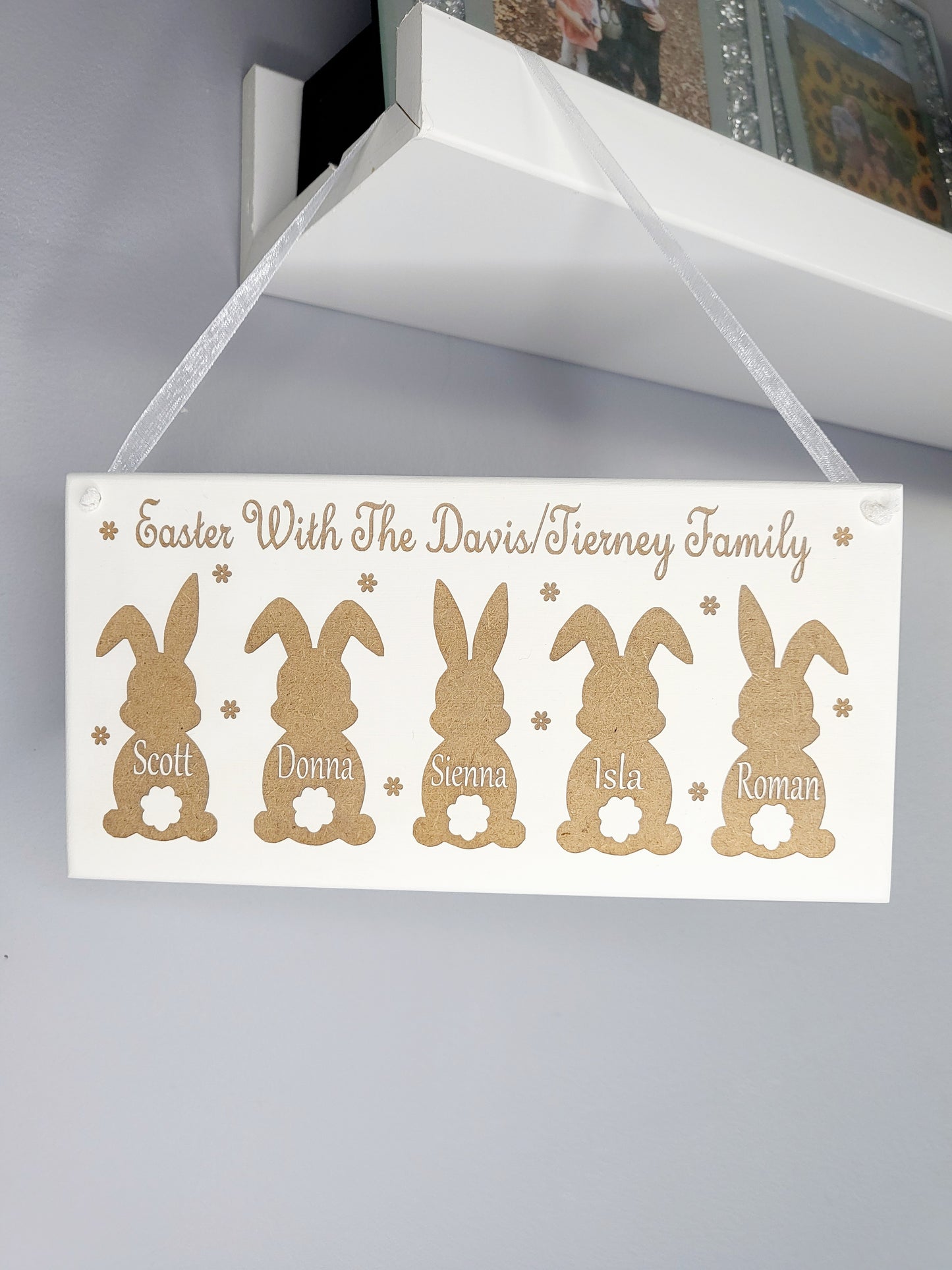 Personalised Easter Bunny Family Plaque