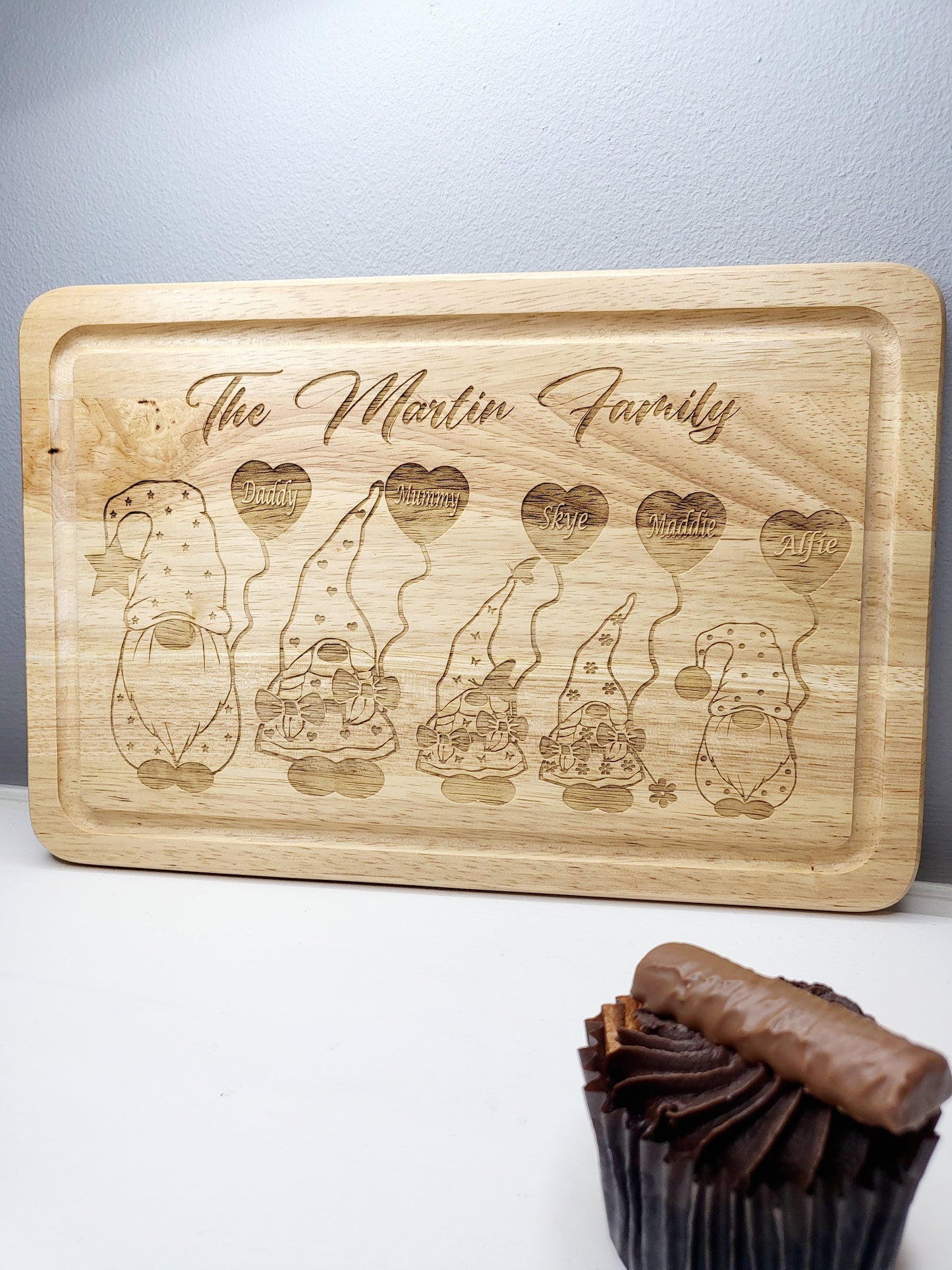 Personalised Gonk Family Chopping Board
