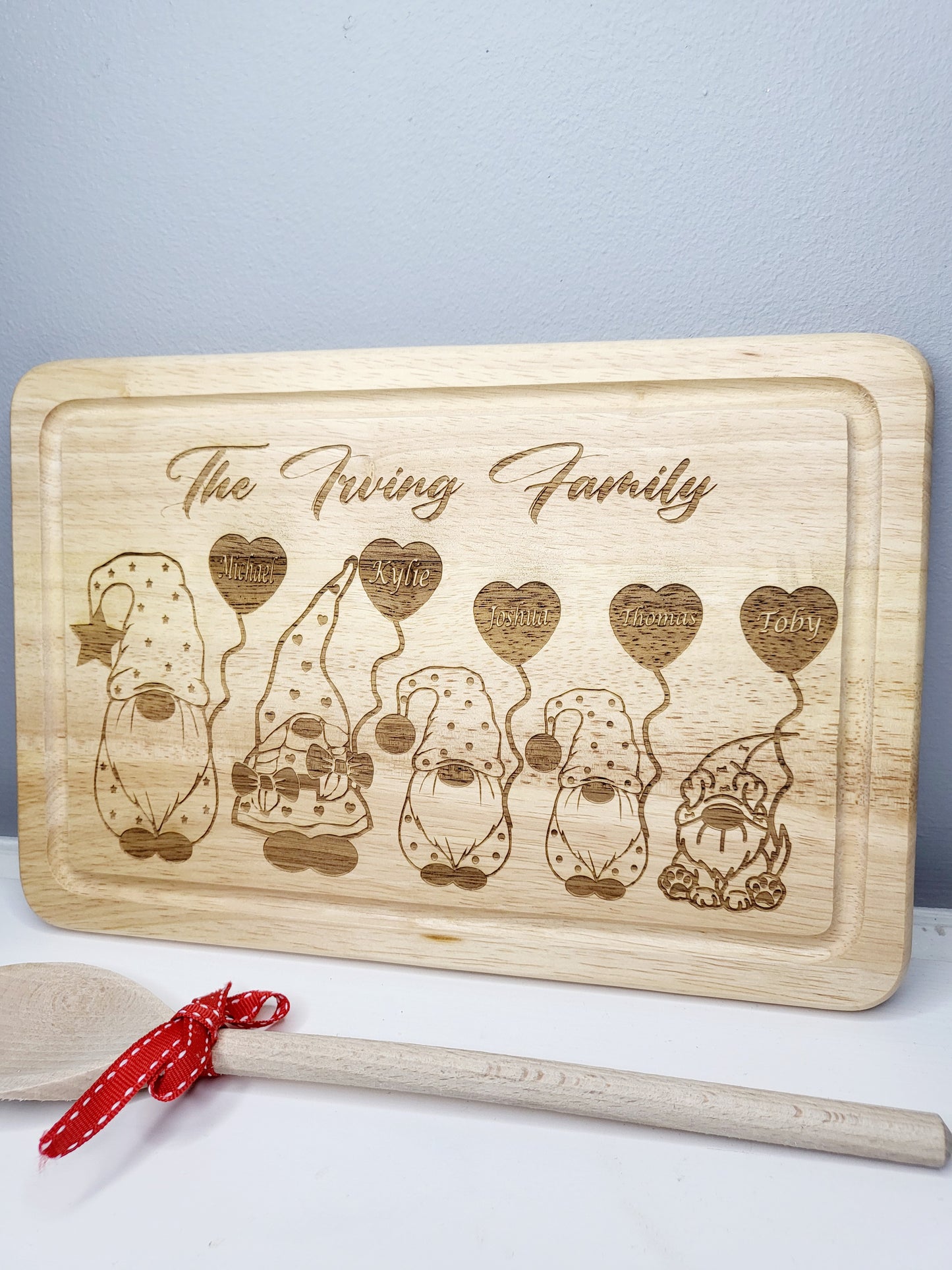 Personalised Gonk Family Chopping Board