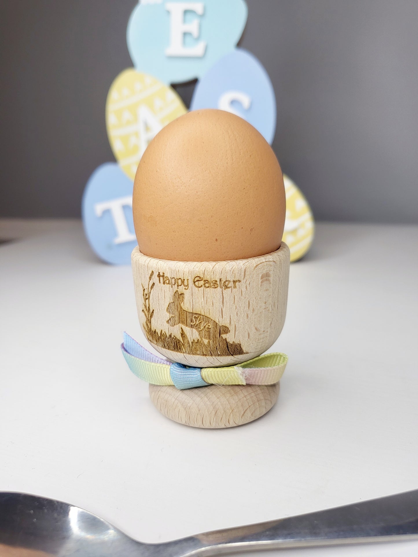 Personalised Wooden Egg Cup, Easter