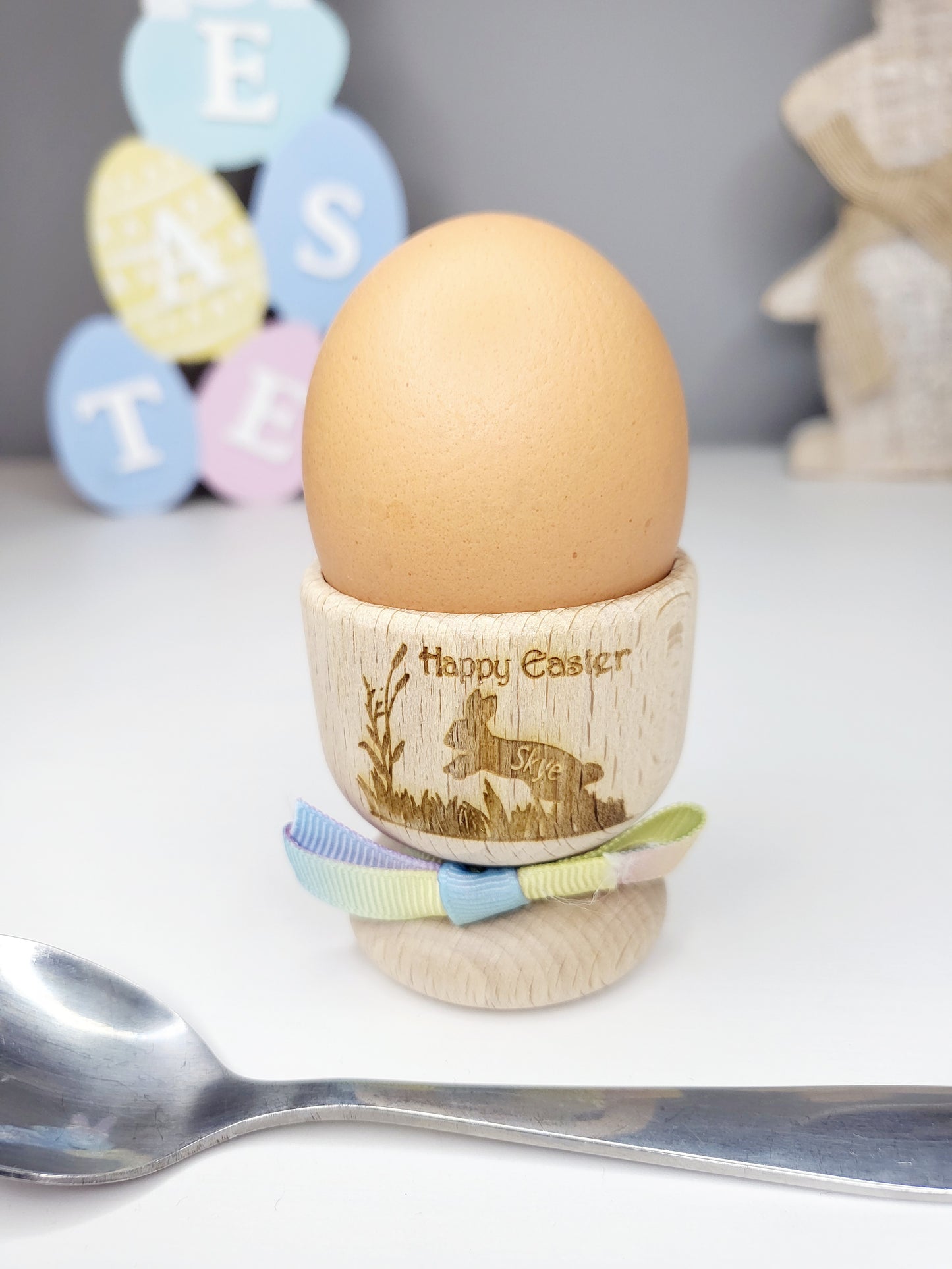 Personalised Wooden Egg Cup, Easter