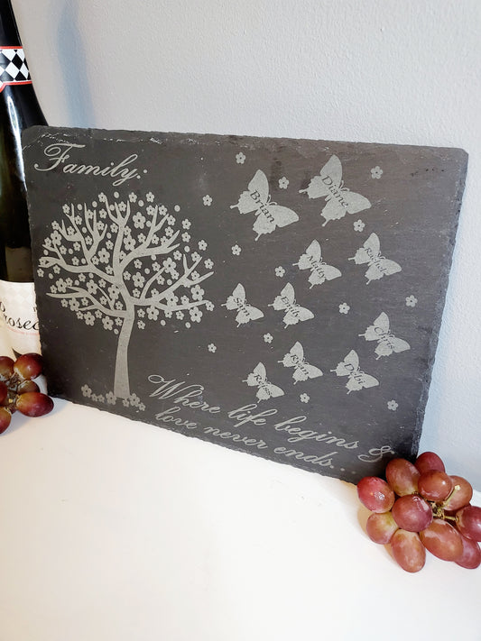 Personalised Slate Family Tree Cheese Board