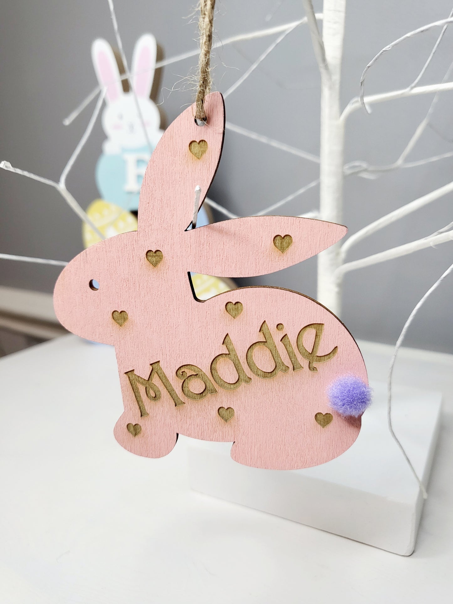 Personalised Wooden Easter Tree Bunny Decoration