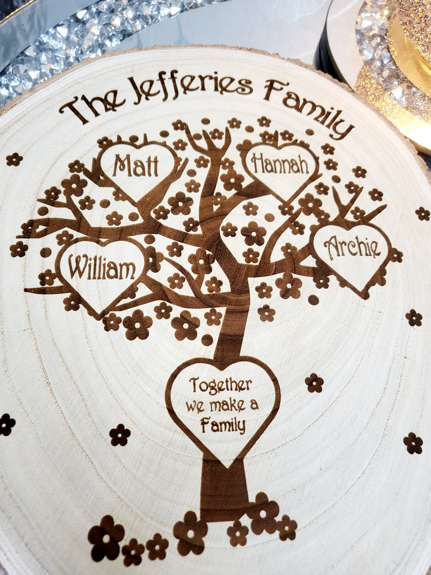 Personalised Family Tree Log Slice