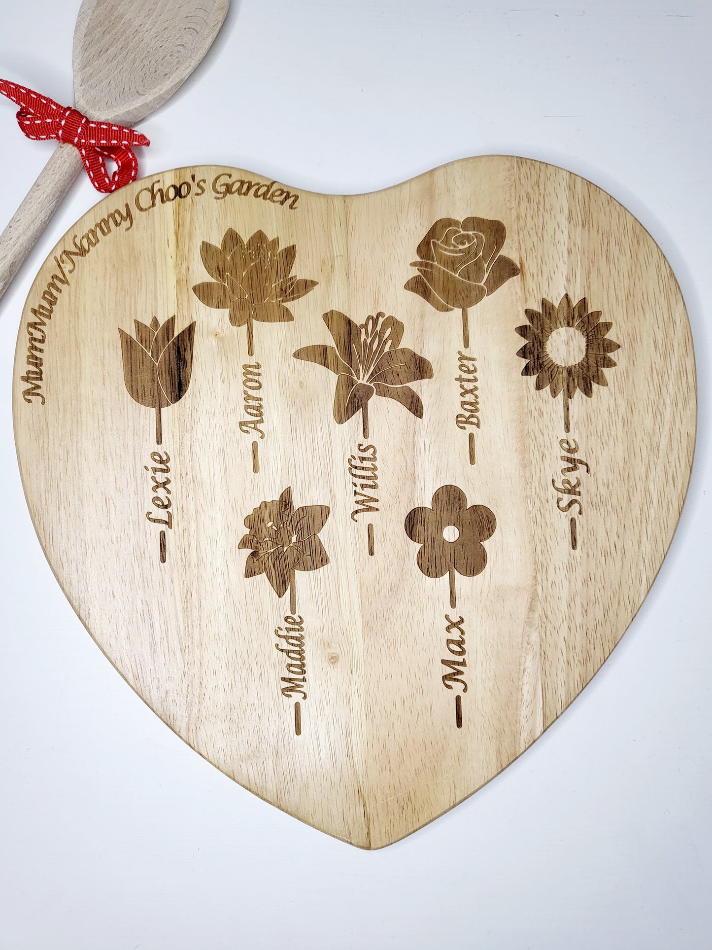 Personalised Garden Heart Chopping Board