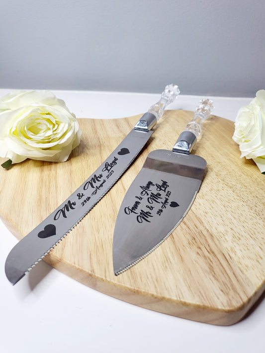 Personalised Wedding Cake Knife & Server Set