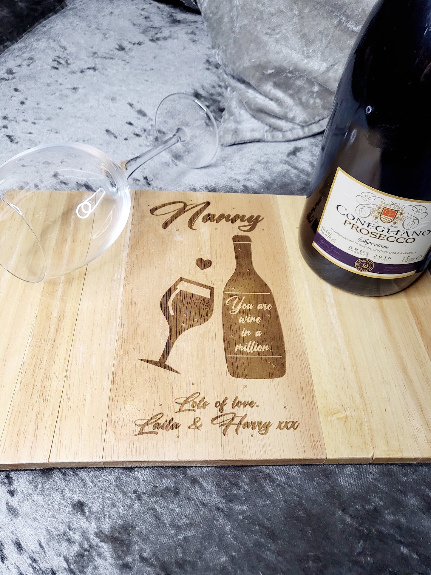Personalised Sofa Arm Rest Tray - Wine