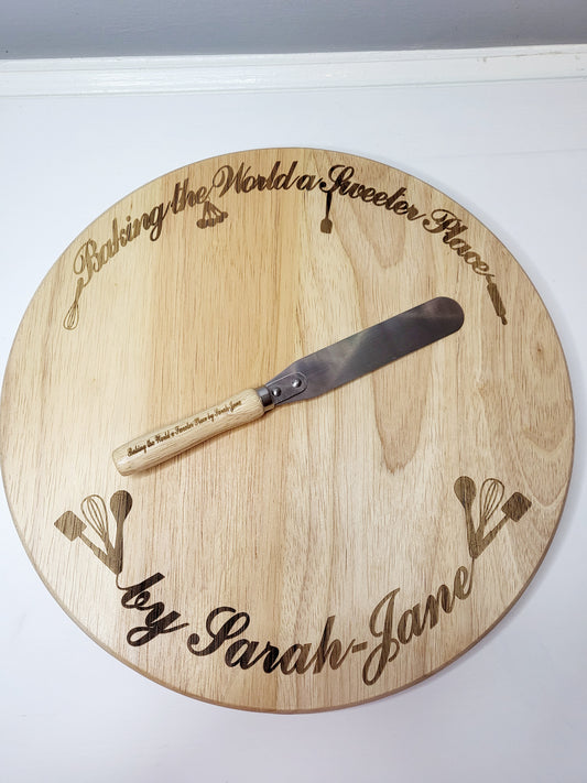 Personalised Baking Turntable & Pallette Knife for Cake Decorating