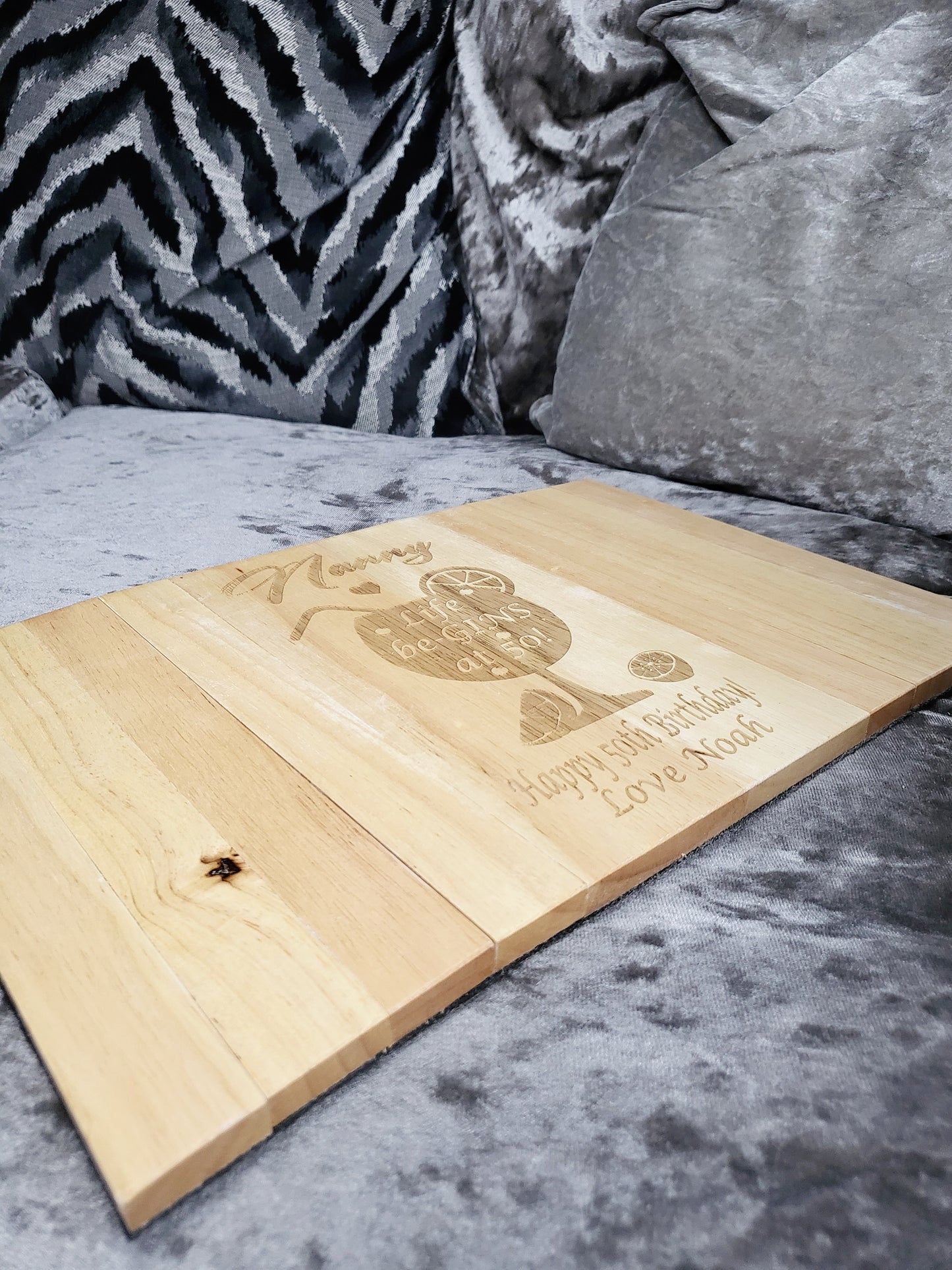 Personalised Sofa Arm Rest Tray - Gin