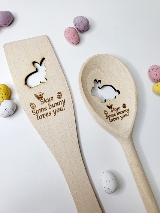 Personalised Bunny Wooden Spoon & Spatula Set
