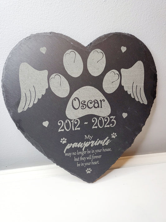 Personalised Pet Memorial Slate Heart Grave Marker