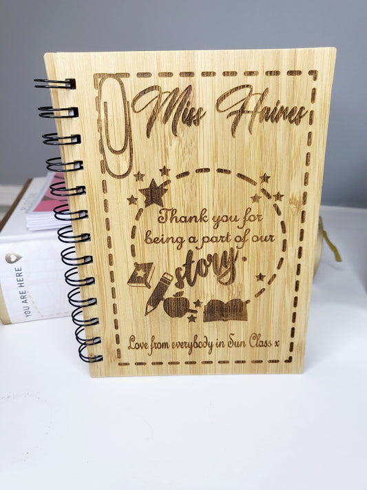 Personalised Teacher's Bamboo Notebook