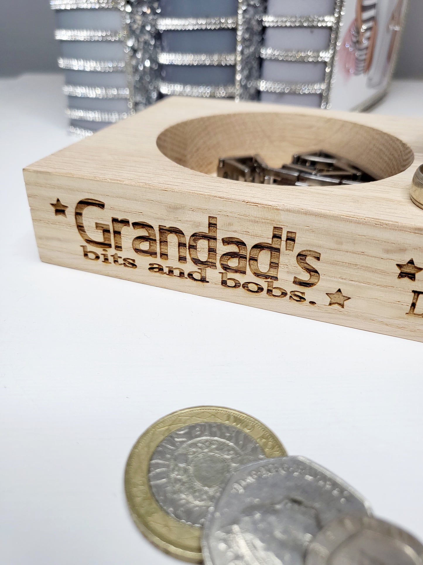 Personalised Solid Oak Jewellery Stand with Dish