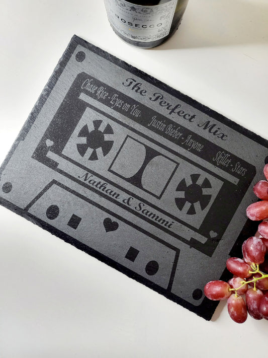 Personalised Cassette Tape Slate Cheese Board